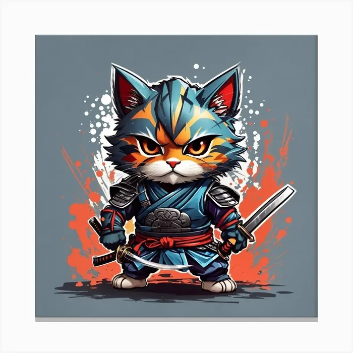 Samurai Cat Canvas Print by IDEA wall art