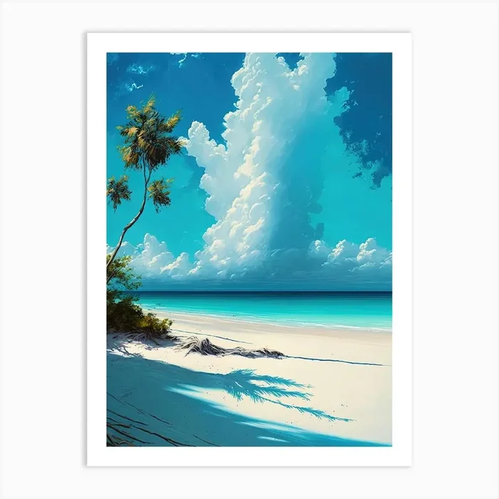 Sandy Beach and Blue Sky Art Print by Kollective