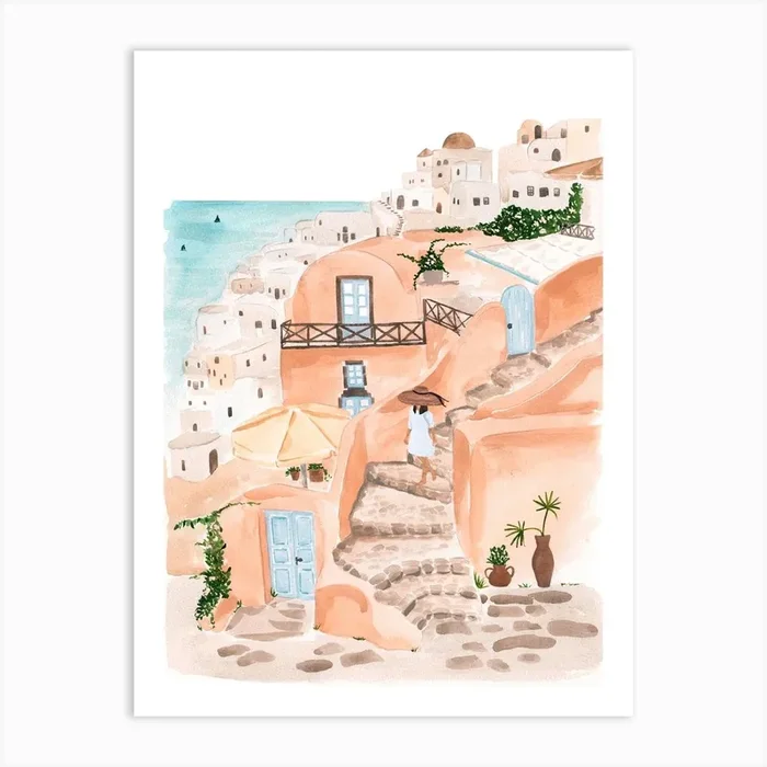 Santorini Art Print by Sabina Fenn