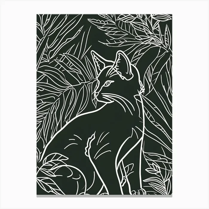 Savannah Cat Minimalist Illustration 4 Canvas Print by Woof and Whiskers