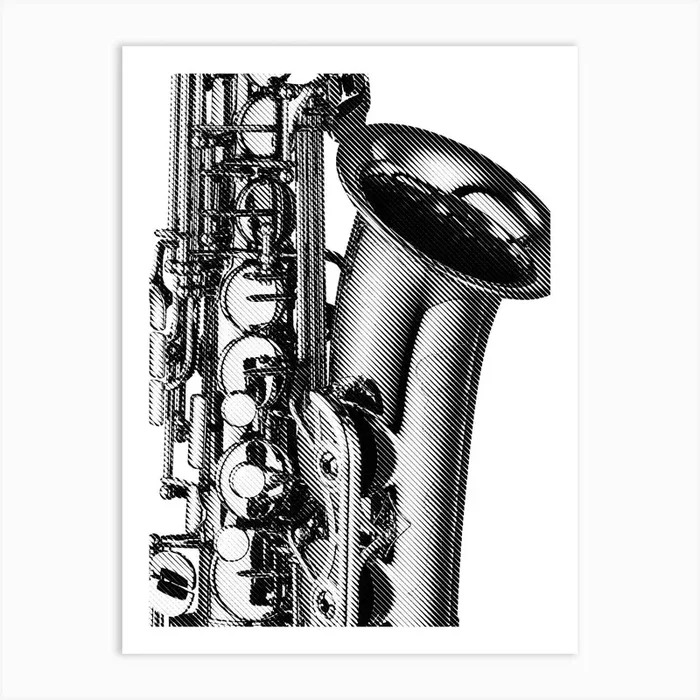 Saxophone Line Art Art PrintAB by Andika Bahtiar