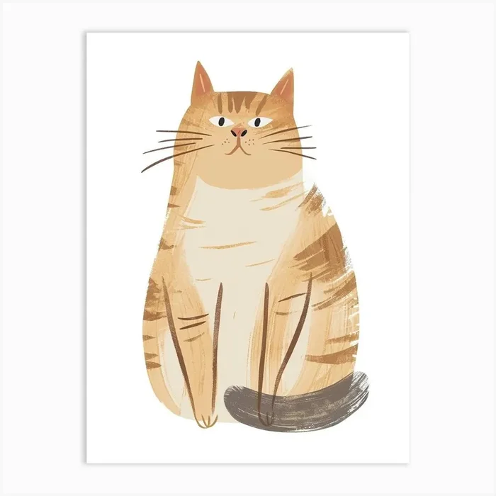 Scottish Fold Cat Clipart Illustration 1 Art Print by Woof and Whiskers