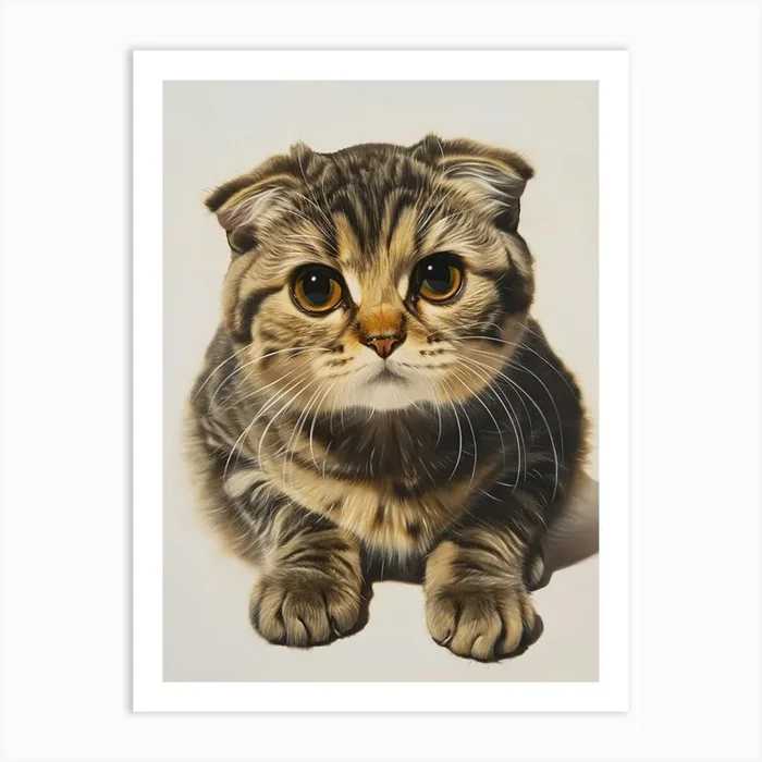 Scottish Fold Cat Painting 1 Art Print by Woof and Whiskers
