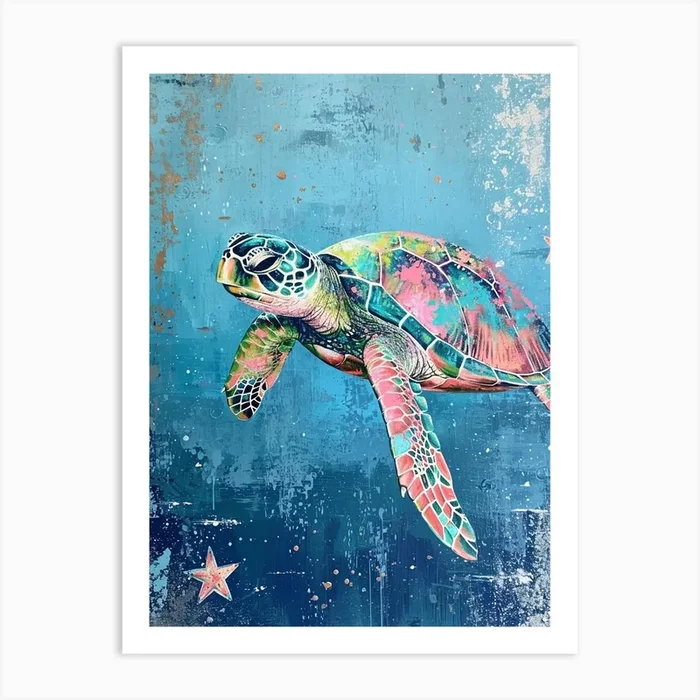 Sea Turtle Deep In The Ocean 5 Art Print by Energy of the Sea