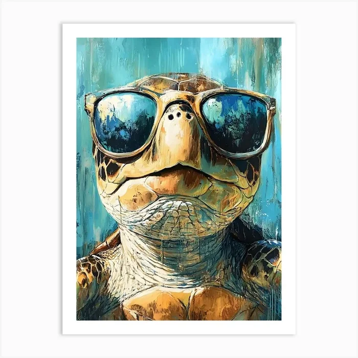 Sea Turtle In Sunglasses 5 Art PrintSC by S.K. Coghlan