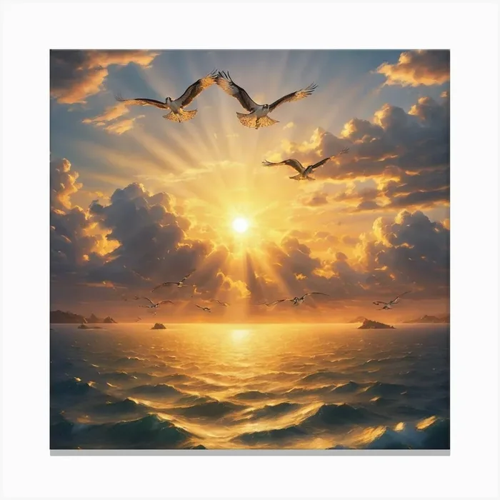 Seagulls In The Sky Canvas PrintB by blush