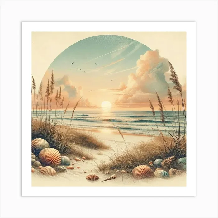 Seashells On The Beach Art PrintD by DigitalOcean
