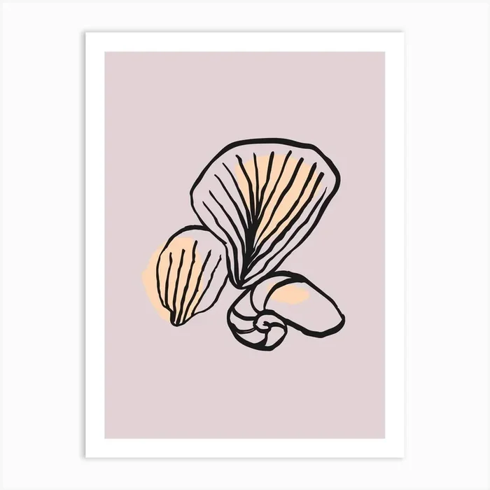 Seashells Pastel Art Print by hmmmdsgn
