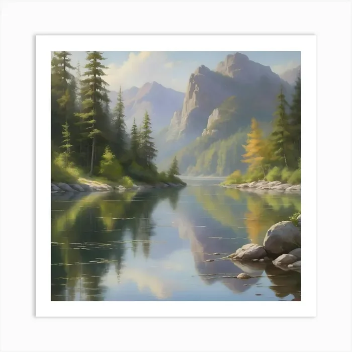Serene Landscapes: These images capture the tranquility and beauty of untouched natural landscapes, from misty forests to serene lakeshores. They invite viewers to escape the hustle and bustle of everyday life and immerse themselves in the calming embrace of nature’s majesty. Art Print by Design_Pro