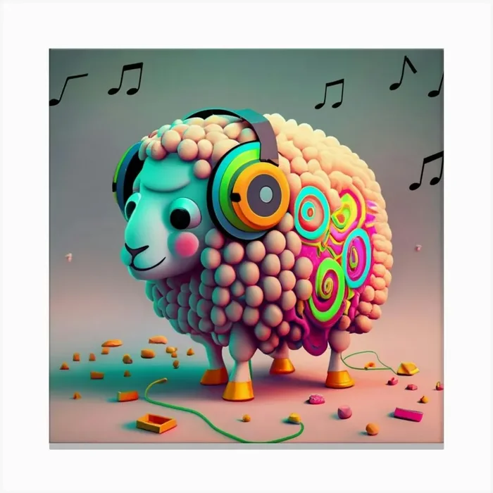 Sheep With Music Notes 2 Canvas Print by FOX & JAY