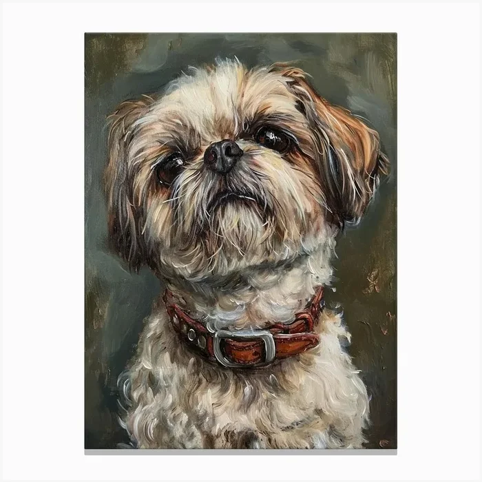 Shih Tzu Acrylic Painting 6 Canvas Print by Woof and Whiskers
