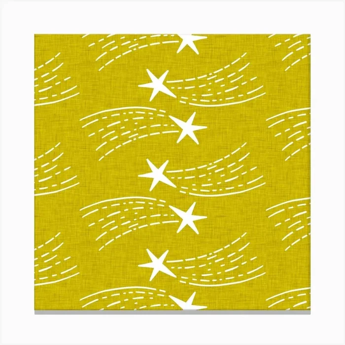 Shooting Star Dark Gold Square Canvas Print by Susana Costa