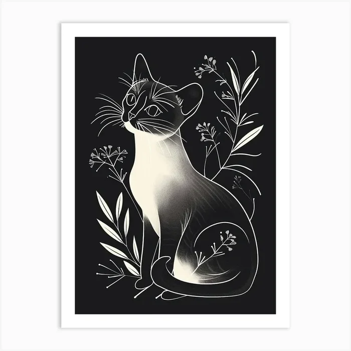 Siamese Cat Minimalist Illustration 1 Art Print by Woof and Whiskers
