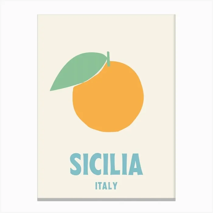 Sicilia, Italy, Graphic Style Poster 1 Canvas Print by Mambo