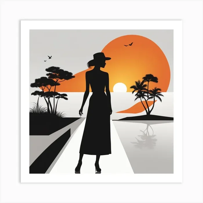 Silhouette Of A Woman 5 Art PrintA by ArtDeco