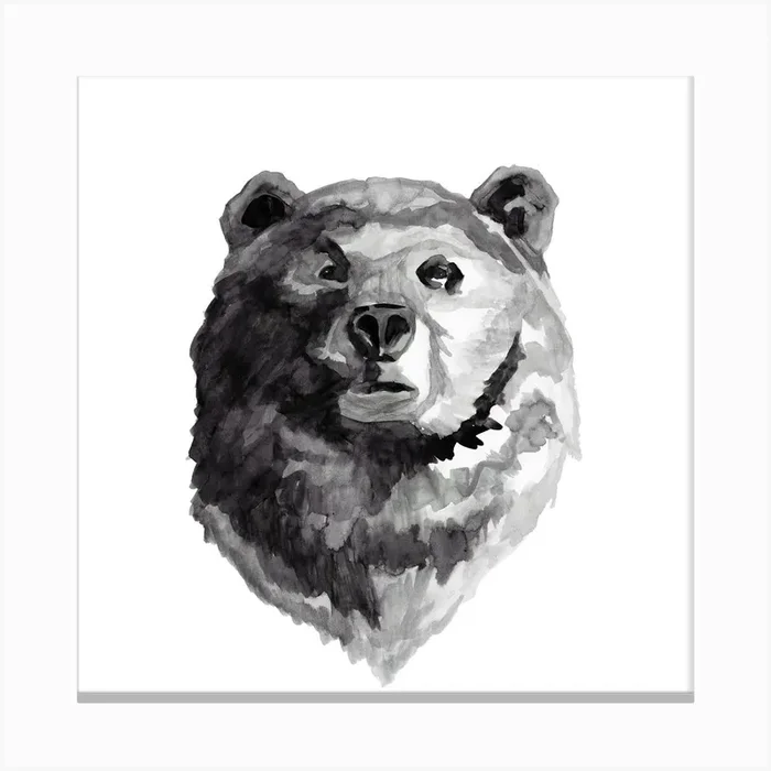 Skandi Bear Square Canvas Print by Mantika Studio