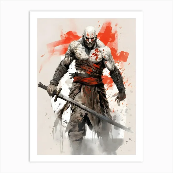 Sketch Of An Orc With A Blade Art Print by etherinkai