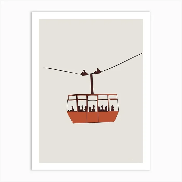 Ski Lift Print Skiing Print Skier Ski Minimalist Prints Art Print by Mambo