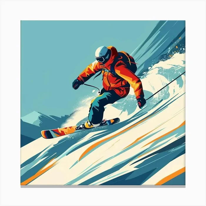 Skier On The Slopes 5 Canvas Print by ThatWorksMedia