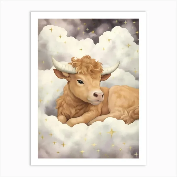 Sleeping Baby Bison 1 Art Print by Scribble Studio