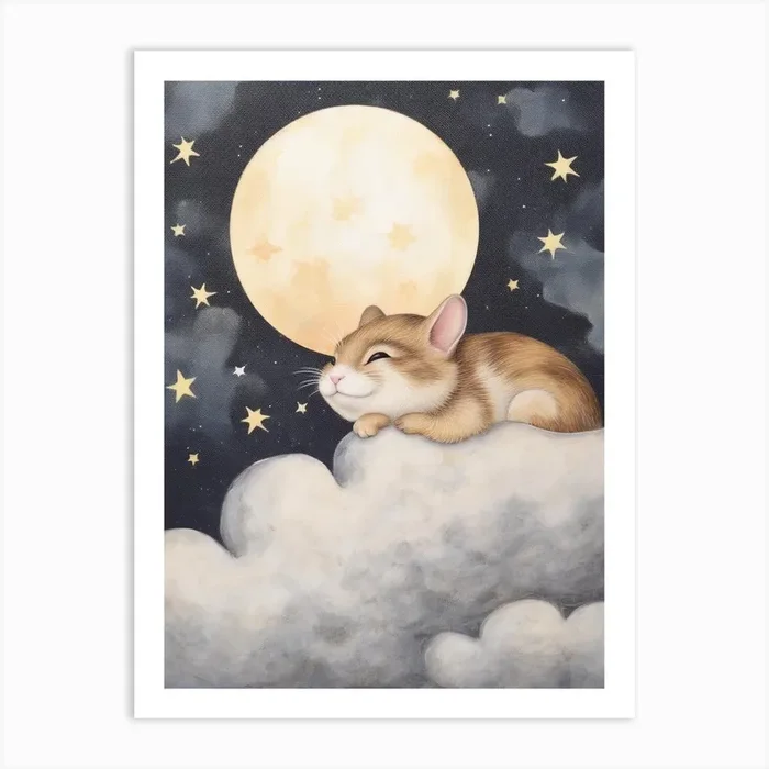 Sleeping Baby Chipmunk Art Print by Scribble Studio
