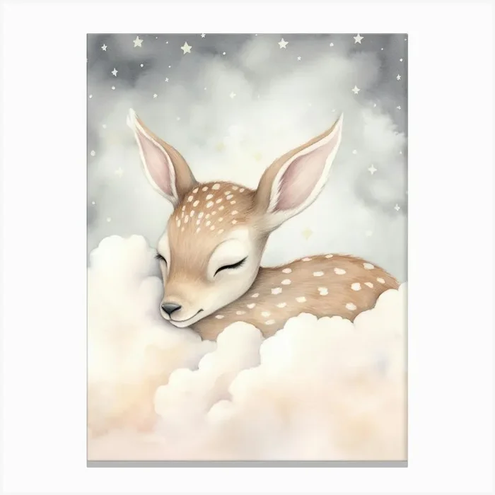 Sleeping Baby Deer 1 Canvas Print by Scribble Studio