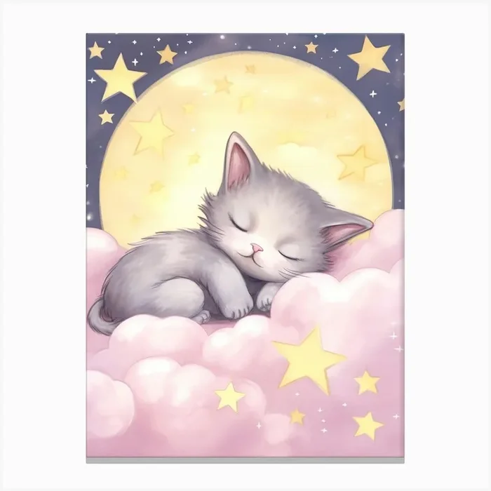 Sleeping Baby Kitten 2 Canvas Print by Scribble Studio