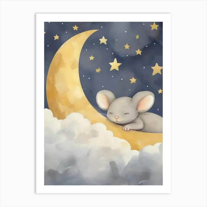Sleeping Baby Mouse 1 Art Print by Scribble Studio