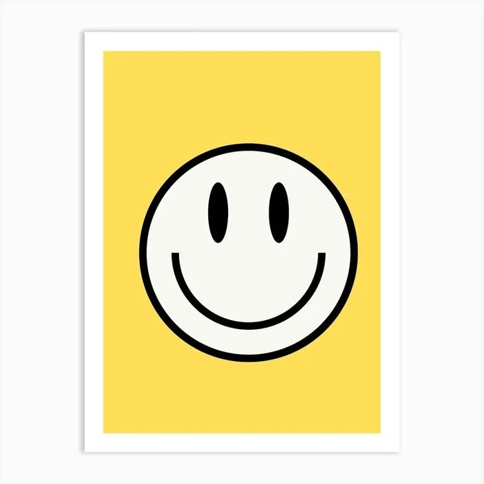 Smiley Face Yellow Art Print by Trendy Wendy