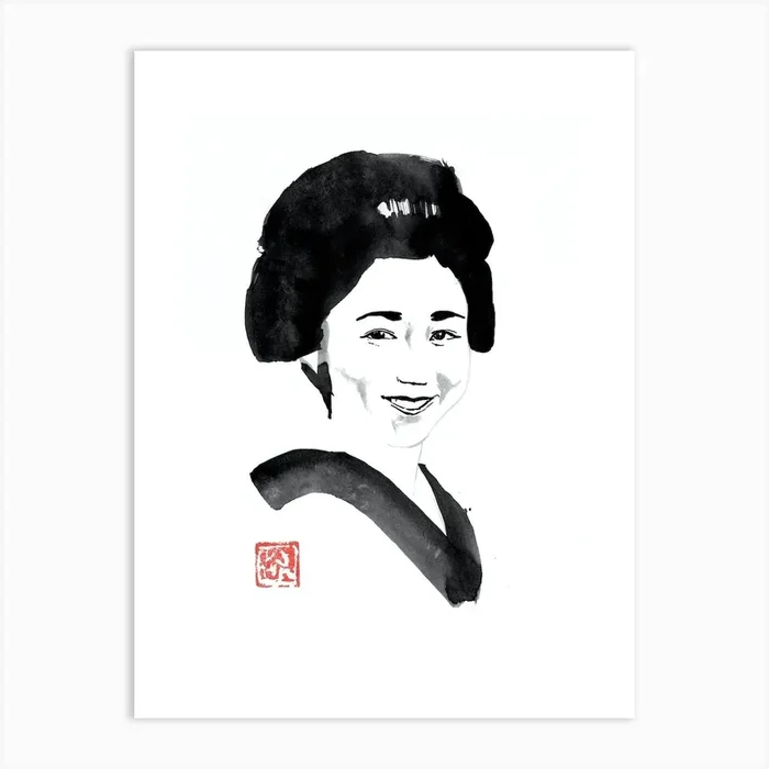 Smiling Woman Art Print by Pechane Sumie