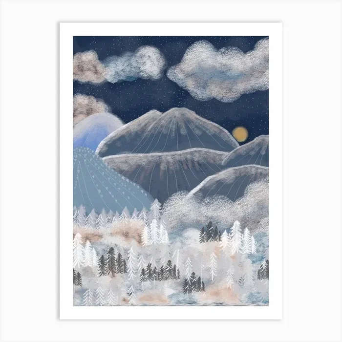Snow Winter Scene Art Print by Gulsen Gunel