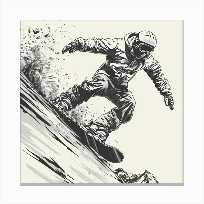 Snowboarder In Black And White 1 Canvas Print by ThatWorksMedia