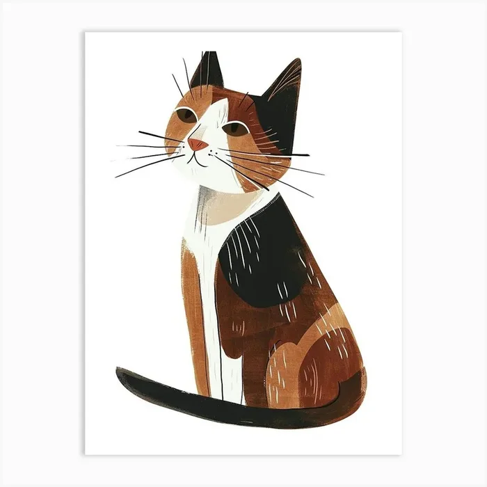 Snowshoe Cat Clipart Illustration 2 Art Print by Woof and Whiskers
