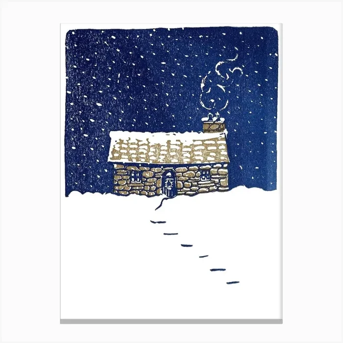 Snowy Bothy Canvas Print by Thundercliffe Press