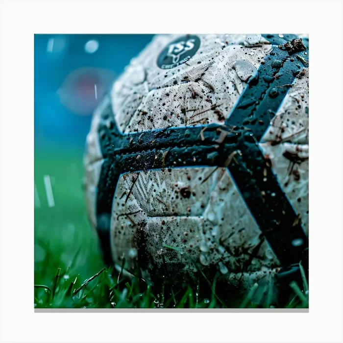 Soccer Ball In The Rain Canvas Print by ThatWorksMedia
