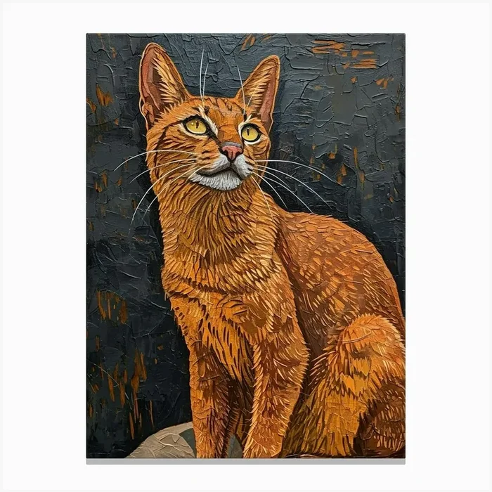 Somali Cat Relief Illustration 4 Canvas Print by Woof and Whiskers