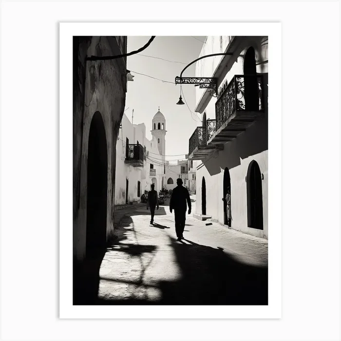 Sousse, Tunisia,, Mediterranean Black And White Photography Analogue 4 Art Print by Monochrome Vistas