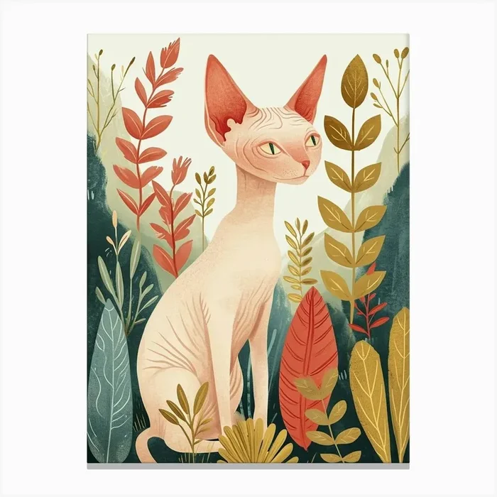 Sphynx Cat Storybook Illustration 1 Canvas Print by Woof and Whiskers