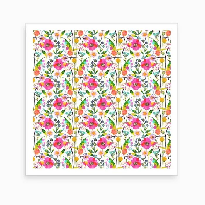 Spring Flowers Square Art Print by Ninola Design