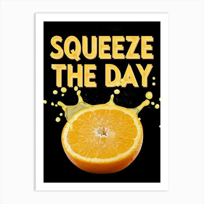 Squeeze The Day, Orange 1 Art Print by Promatic Art