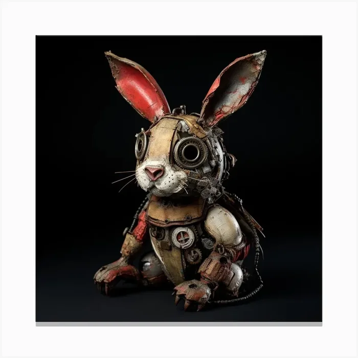 Steampunk Rabbit Canvas PrintKK by Keeksters Kreations