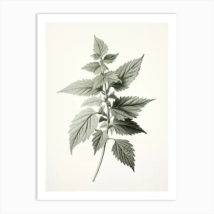 Stinging Nettle Vintage Botanical Herbs 0 Art Print by Whimsical Meadows