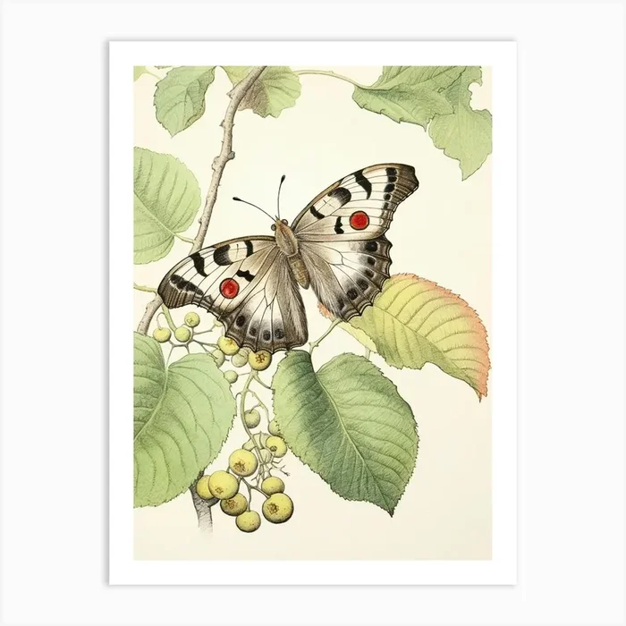 Storybook Animal Watercolour Butterfly 1 Art Print by Scribble Studio
