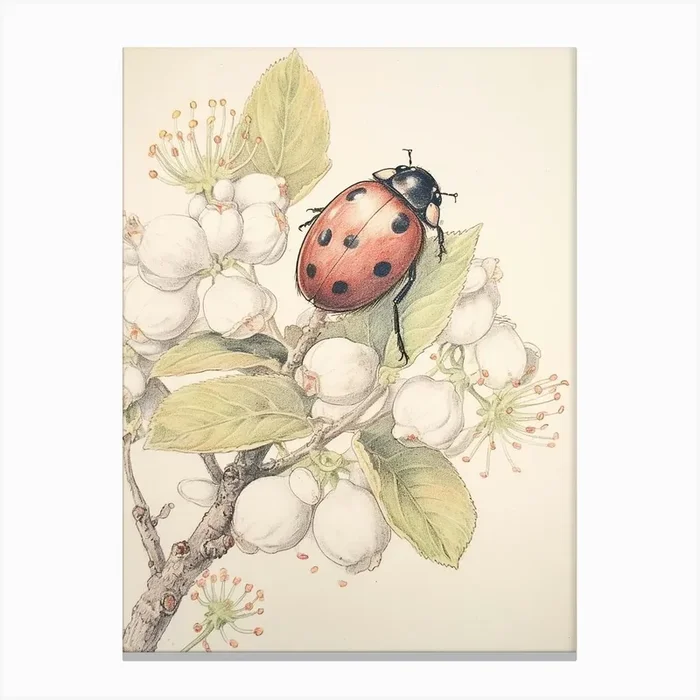 Storybook Animal Watercolour Ladybug 1 Canvas Print by Scribble Studio