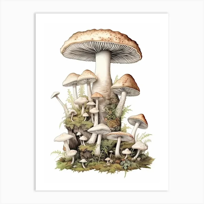 Storybook Mushrooms 2 Art Print by Enchanted Prints