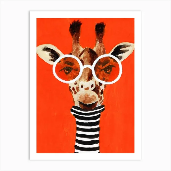 Stripy Giraffe Art Print by Coco Deparis