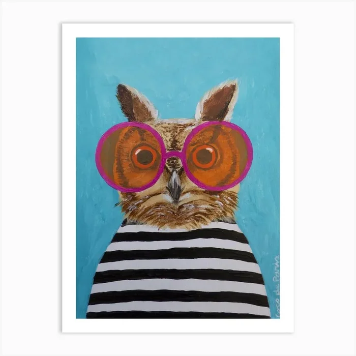 Stripy Owl Art Print by Coco Deparis