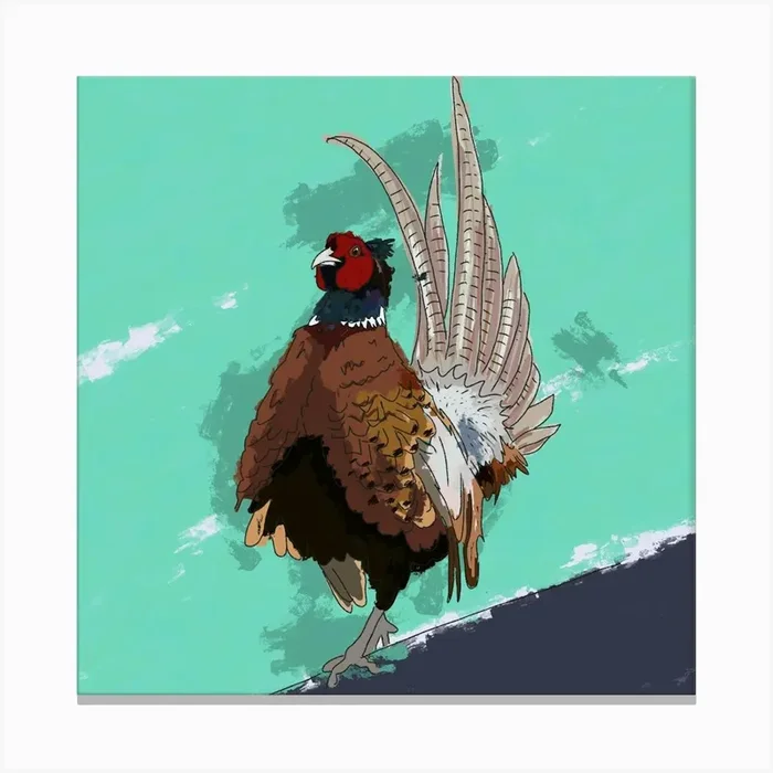Strutting Pheasant Canvas PrintKD by Kitty Doodling