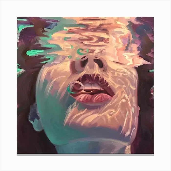 Sublime Immersion: Women’s Beauty Submerged in Liquid Poetry Canvas Print by Bejaoui Adli