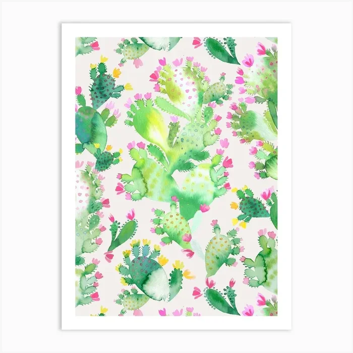 Succulent Cactus Soft Pink Art Print by Ninola Design